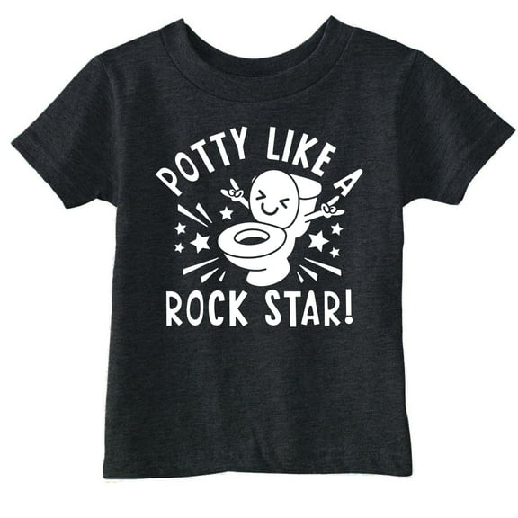 Toddler Funny T Shirts Potty Like A Rock Star Sarcastic Toilet Graphic Novelty Tee for Young Kids