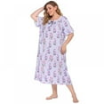 thumbnail image 3 of Baywell Womens Plus Size Nightgowns Sleepwear Short Sleeve Sleep Dress Maxi Night Gowns, Purple, 2XL, 3 of 6