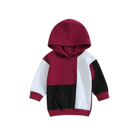 

Bagilaanoe Toddler Baby Boy Hoodie Sweatshirt Long Sleeve Contrast Color Pullover 6M 12M 18M 24M 3T 4T Kids Fall Loose Tee Tops