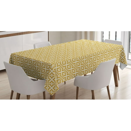 

Abstract Tablecloth Eastern Traditional Motifs on a Plain Background Moroccan Turkish Feels Rectangle Satin Table Cover for Dining Room and Kitchen 60 X 84 Pale Coffee and White by Ambesonne