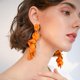 thumbnail image 3 of CHAO NaranjaPendientes de pétalos de flores acrílicas, pendientes largos con pétalos de rosa para mujeres y niñas, bodas, día de San Valentín, 3 of 5