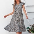 thumbnail image 4 of Ccdes Robe à Imprimé Floral, Robe à Manches à Volants Décontractée pour Fête de Vacances pour Magasinage Travail, 4 of 5