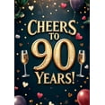 thumbnail image 5 of LUUFILx Cheers to 90 Years Backdrop Banner Birthday Party Decoration Background Photography Props Celebration Decors Anniversary Supplies, 5 of 9