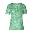 thumbnail image 4 of Green Women's Short Sleeve T-shirt, Women'S Short Sleeve Sequin Print Fashionable Round Neck Casual T Shirt,Women's Short sleeve T-shirt M, 4 of 4