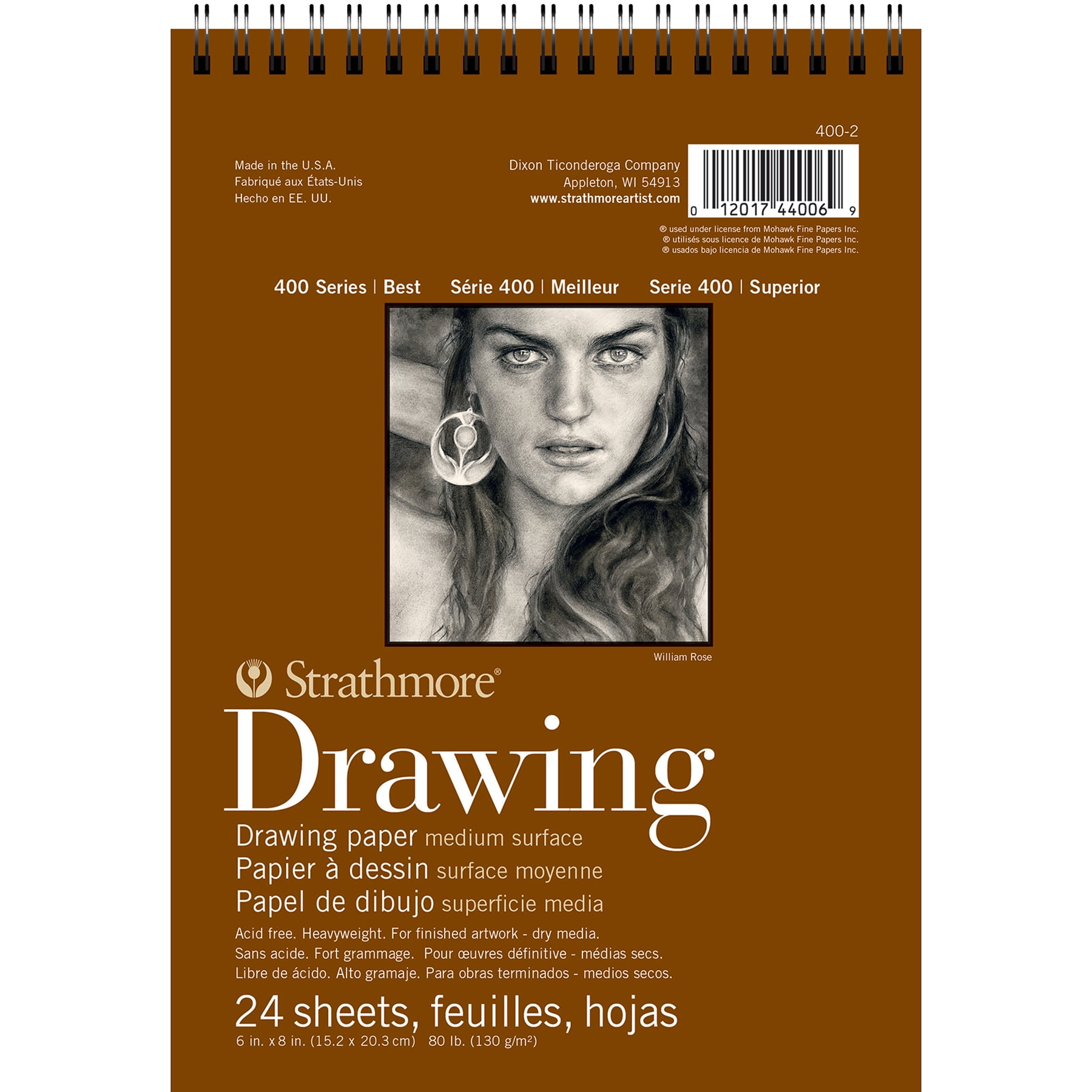 Strathmore 400 Series Drawing Pad, Smooth Finish, Wire Binding, 24 Sheet, 6x8 inch, Pack of 6