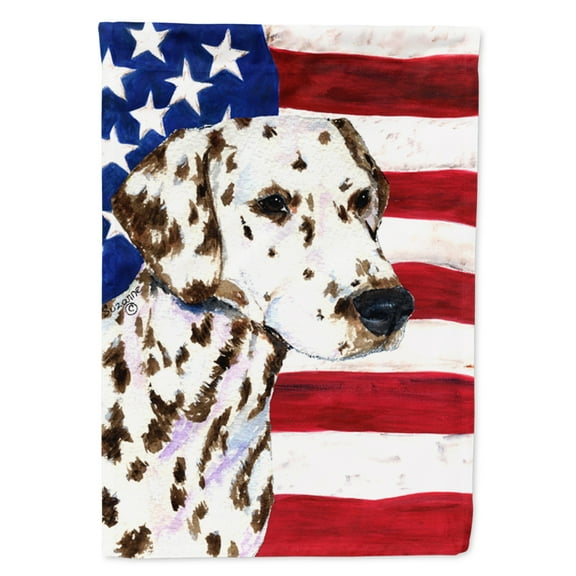 Carolines Treasures SS4225-FLAG-PARENT USA American Flag with Dalmatian Flag  multicolor