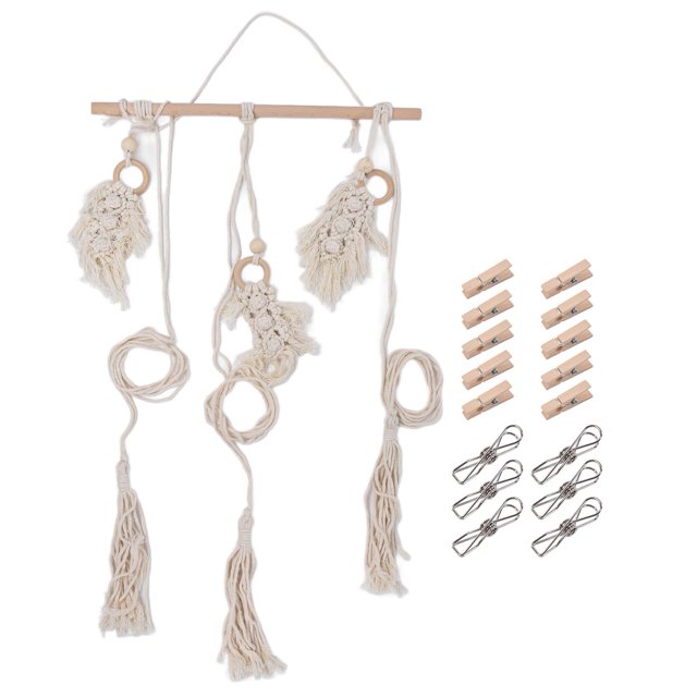 Estante para colgar en la pared con sombrero bohemio, soporte para gorras bohemias tejidas con cuerda de algodón para el hogar, oficina, estudio tipo D