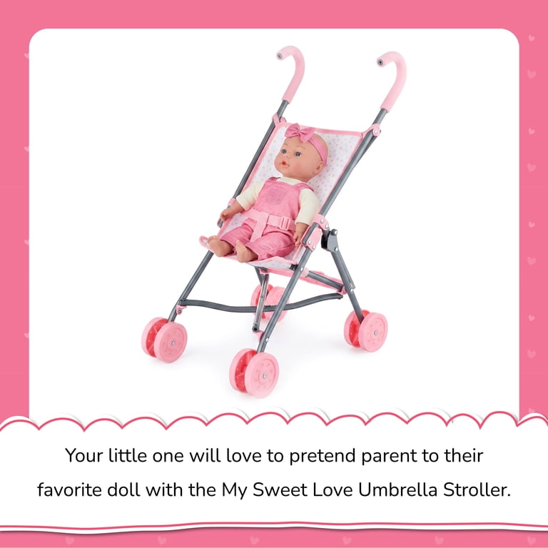 My Sweet Love Fold-Up Doll Stroller, Pink/White photo 3