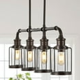 thumbnail image 5 of JONATHAN Y Abbott 34" 4-Light Farmhouse Industrial Iron/Glass Linear LED Pendant, Oil Rubbed Bronze/Clear, 5 of 12