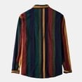 thumbnail image 3 of XIAONU Men's Striped Linen Blend Shirts Relaxed Fit Dual Pocket Button Down Top Breathable Retro Style Casual Shirt, 3 of 9