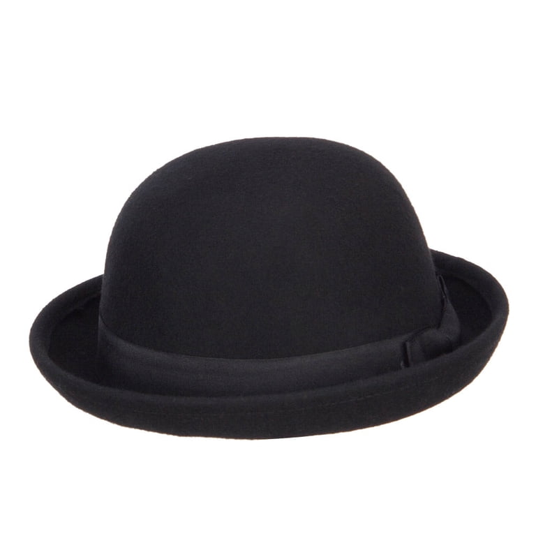 Big Size Wool Felt Upturn Brim Bowler Hat - Black XL-2XL  display picture 2