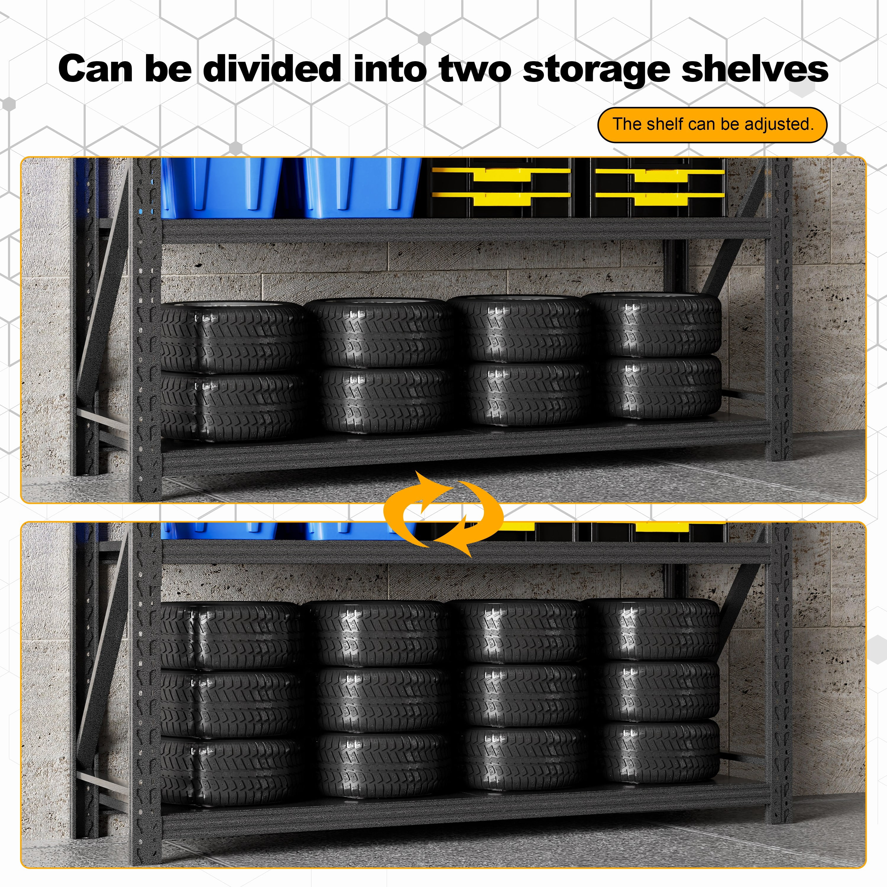 Heavy Duty Garage Shelving Unit, 4-Tier Steel Adjustable Metal Storage Rack