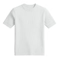 thumbnail image 4 of Mens T-Shirts Summer Plain Casual Crew Neck Short Sleeve Ribbed Knit Basic Tops Office Shirts, 4 of 4