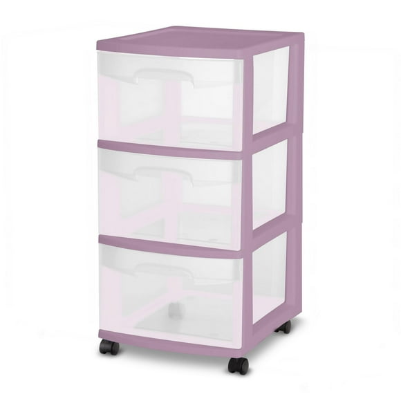 Sterilite 3 Drawer Cart, Purple