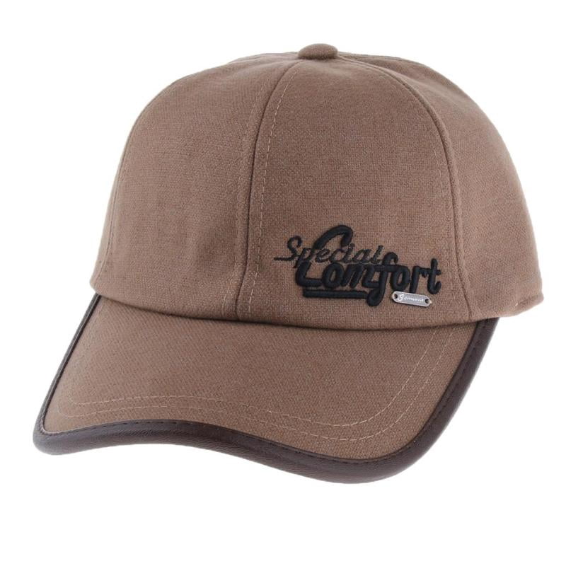 Magideal Men's Winter Warm Woolen Peaked Baseball Cap Hat with Earmuffs Khaki, Size: One size, Beige