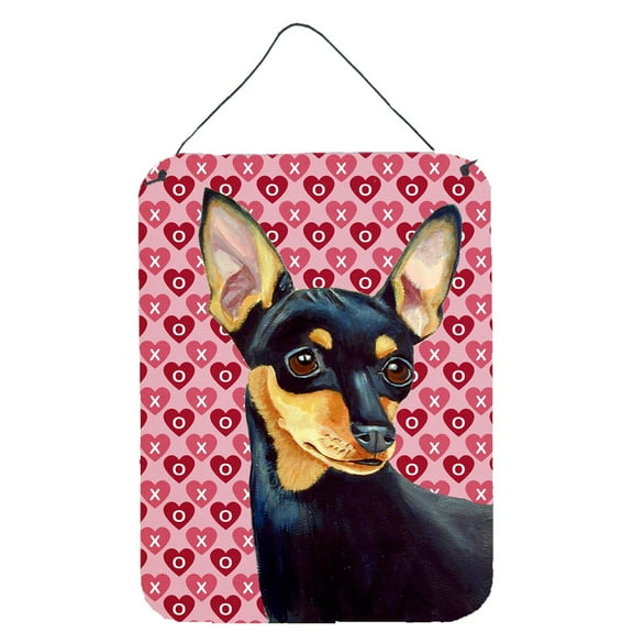 Carolines Treasures LH9155DS1216 Min Pin Hearts Love and Valentines Day Portrait Wall or Door Hanging Prints 12WX16H
