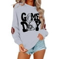 thumbnail image 2 of Women'S Pullover Sweatshirt Women'S Long Sleeve Pullover Sweatshirt Football Print Casual Crewneck Top For Games And Everyday Wear Light Gray XXL, 2 of 5