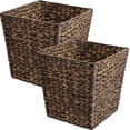 thumbnail image 3 of happimess Theo Coastal Farmhouse Handwoven Water Hyacinth 4.8-Gallon Tapered Square Wicker Waste Basket, Brown (Set of 2), 3 of 6