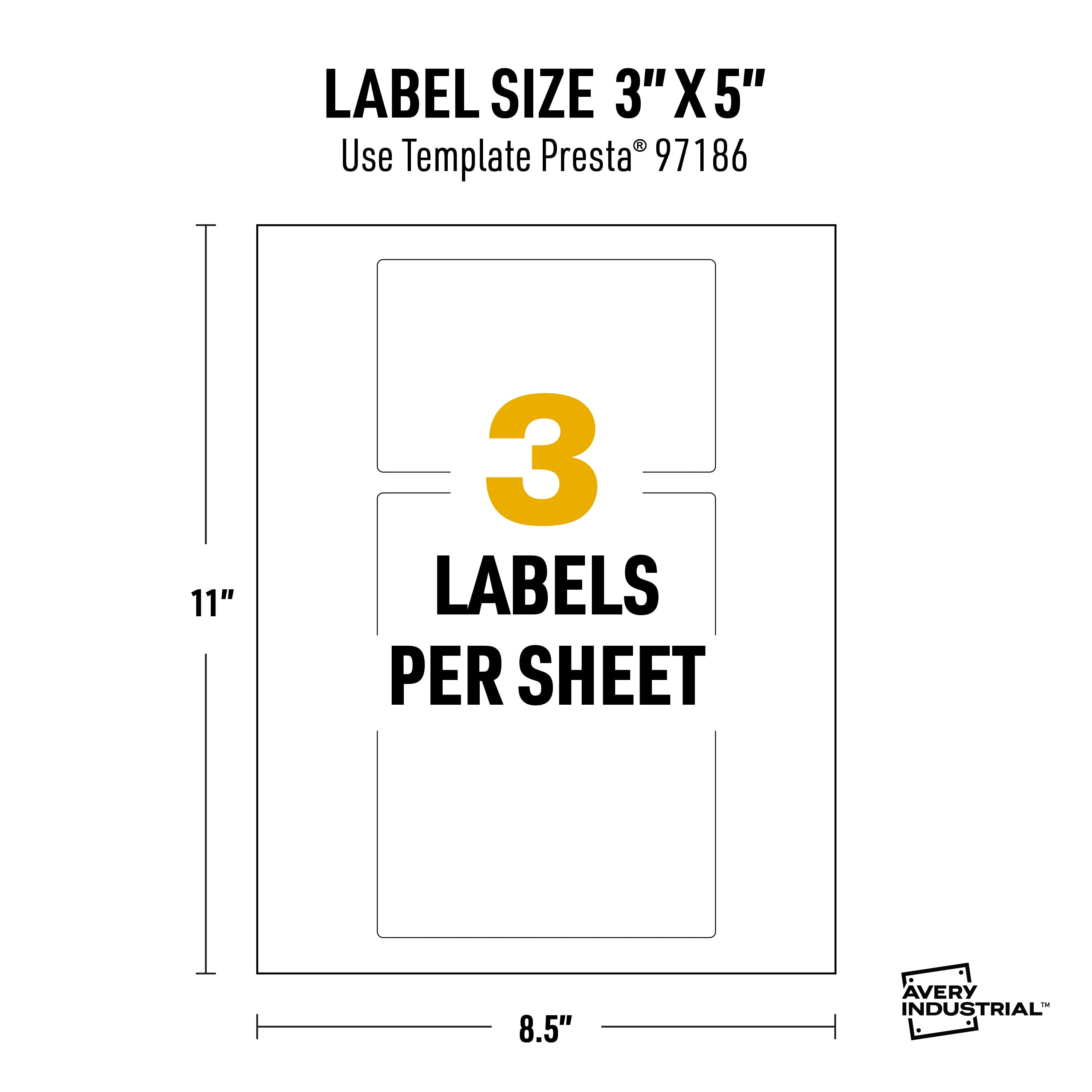 Avery UltraDuty GHS Labels 3" x 5", 75 Ct, Pigment Inkjet