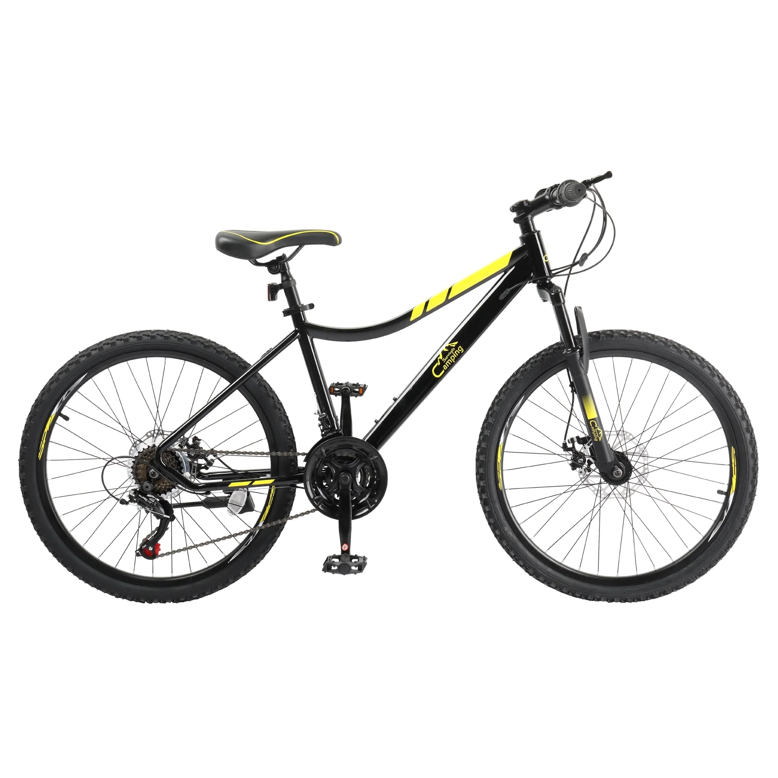 Ktaxon 24" Mountain Bike with Shimano 21 Speed, Disc Brakes, Yellow