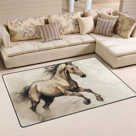 Horse Area Rug Washable Floor Carpet Mat 60 x 39 inch for Bedroom Living Room Kids Room Home Decor