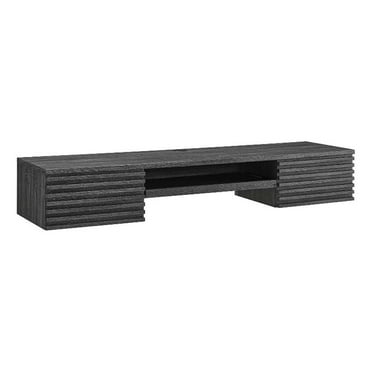 Maklaine Wall Mount Particleboard and Wood Office Desk in Charcoal