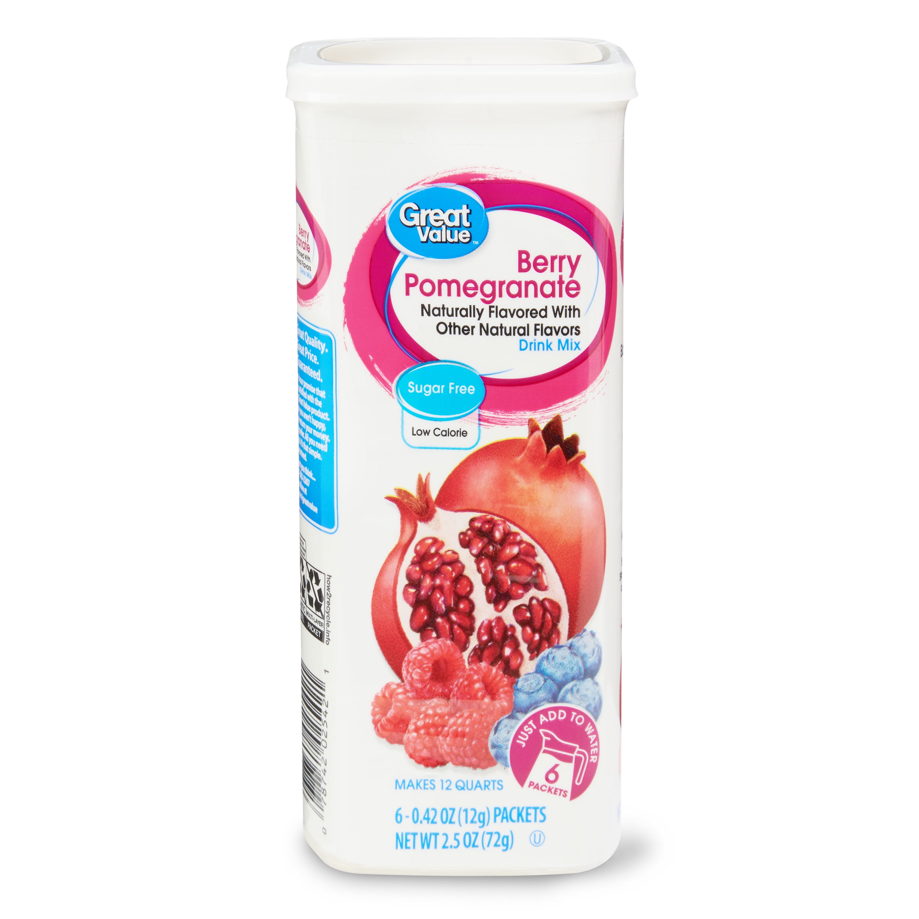 Great Value Sugar-Free Drink Mix, Berry Pomegranate, 0.42 oz, 6 Count