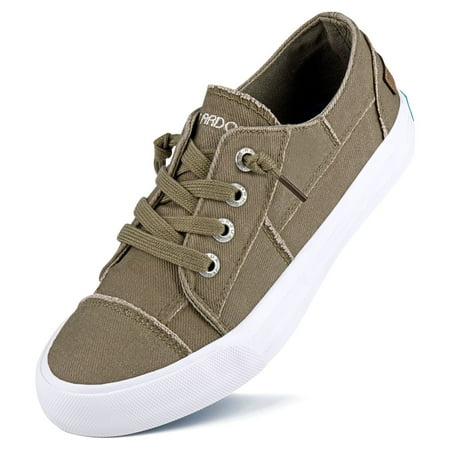 7JENN ARDOR Women Canvas Sneakers Slip on Walking Flats Women Shoes Brown size 7