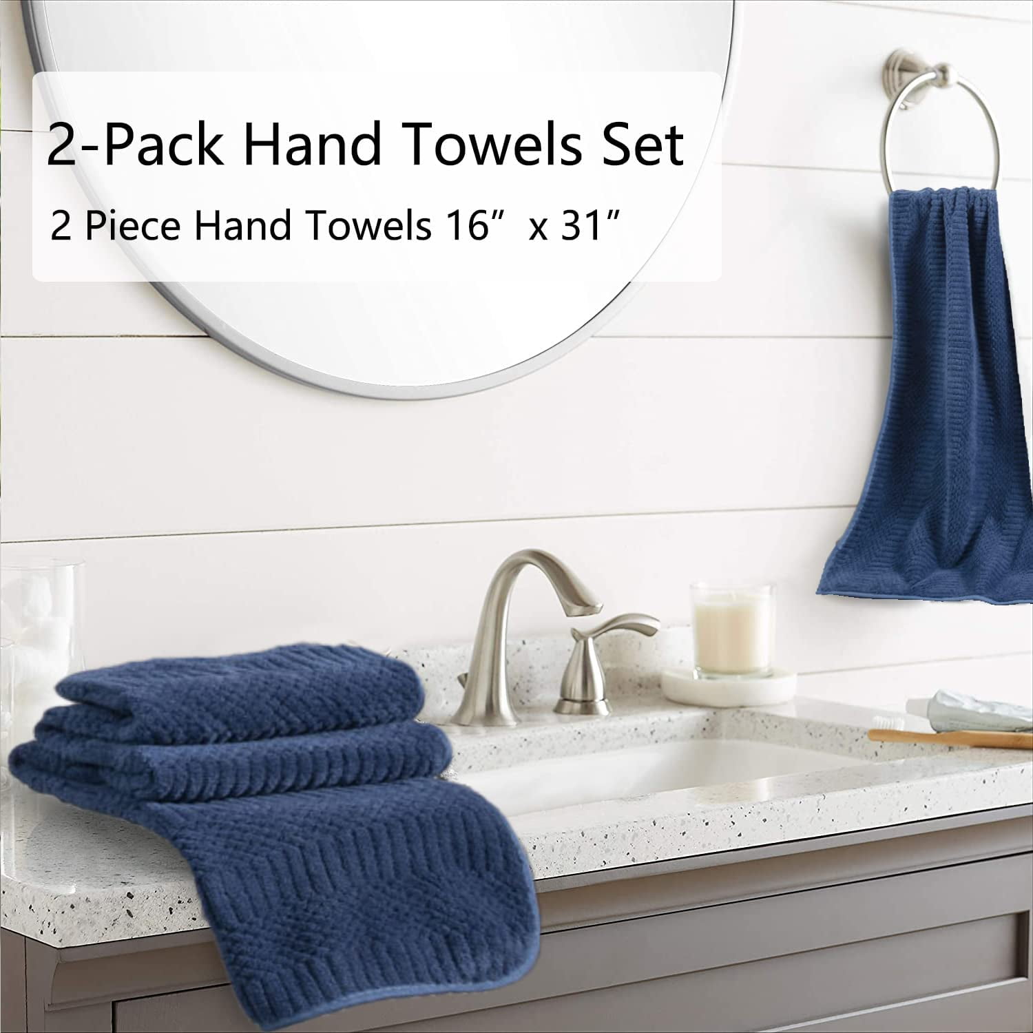 HVMS Extra Large Bath Towels Set for Bathroom 30x60 Inches Super Soft Light  Weight Quick Dry Microfiber Shower Towels (Blue,6 Piece)