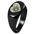 thumbnail image 1 of Sterling Silver Floral Lotus Heart Engraved Oval Flat Top Polished Ring, 1 of 1