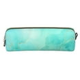 thumbnail image 2 of Ratiio Cyan Mint Marble Pattern Leather Pencil Case, Pencil Pouch with Durable Zipper, Compact and Stylish Organizer for Stationery, Art Supplies, Travel Essentials, 2 of 8