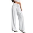 thumbnail image 5 of Wide Leg Trousers for Women Loose Cotton Pants Baggy Fashion Summer Breathable Comfy Bottom with Pockets Solid Color Lightweight Plus Size Office Slacks White XL, 5 of 5
