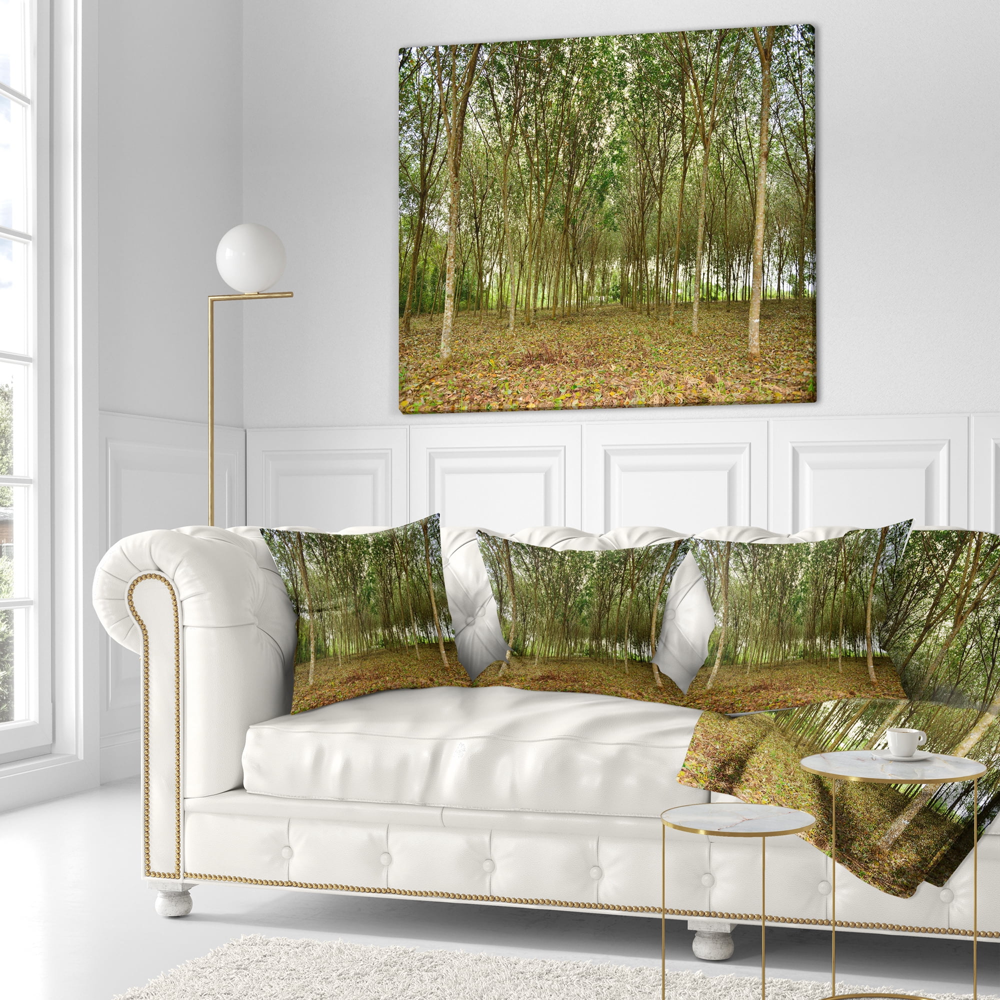 Designart Rubber Tree Plantation during Midday - Landscape Printed Throw Pillow - 16x16
