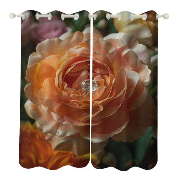 Boho Vintage Floral Curtains Watercolor Theme Window Curtains Grommet Blackout Drapes for Living Room Bedroom