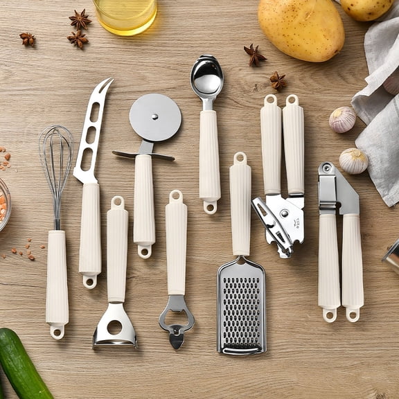 Xhegex 9-Piece Stainless Steel Kitchen Gadget Set Essential Tools for Cooking, Baking, and Food Preparation Durable and Easy to Clean Kitchen Utensils for Home Chefs