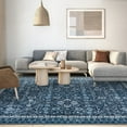 thumbnail image 6 of FairOnly Washable Area Rug for Living Room Bedroom Vintage Trellis Area Rug 8' x 10' Low Pile Rug, Blue, 6 of 7