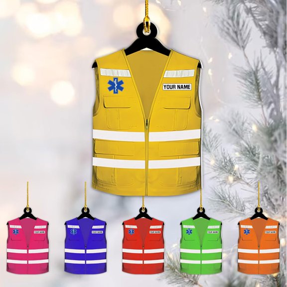 Personalized EMT Ornament, Paramedic EMS EMT Ornaments for Christmas Tree 2023, Medical Profession Gifts, Custom EMS, EMT Uniforms Ornament Surgery Medical Hanging Ornament (EM9) (Yellow)