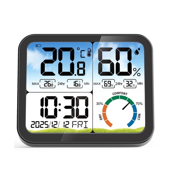 VOCOO Digital Indoor Room Thermometer - 5.8'' Extra Large Display Temperature Humidity Sensor with Accurate Temp Humidity Gauge Mo