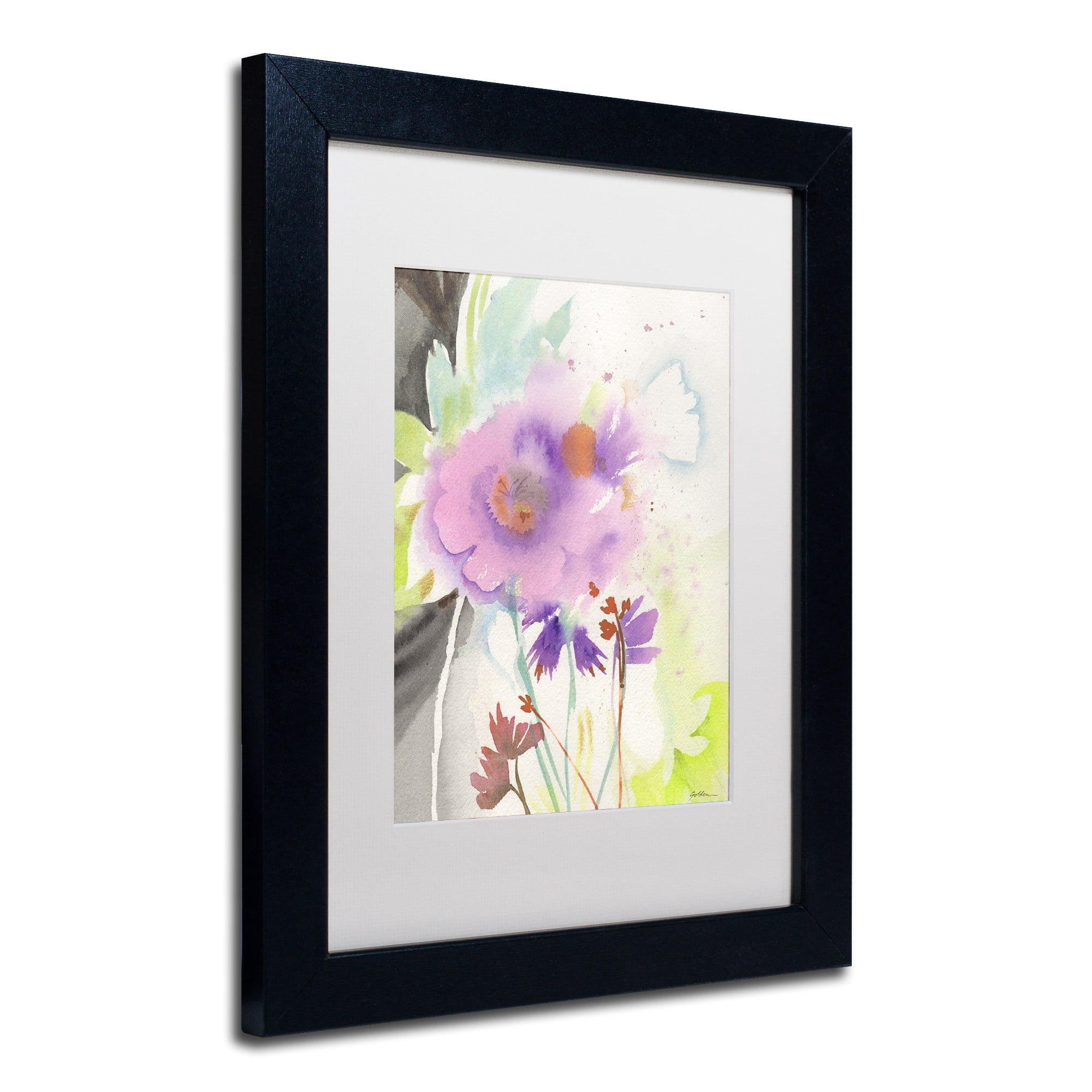 Trademark Fine Art "Mauve Garden Shadows" Canvas Art by Sheila Golden, White Matte, Black Frame
