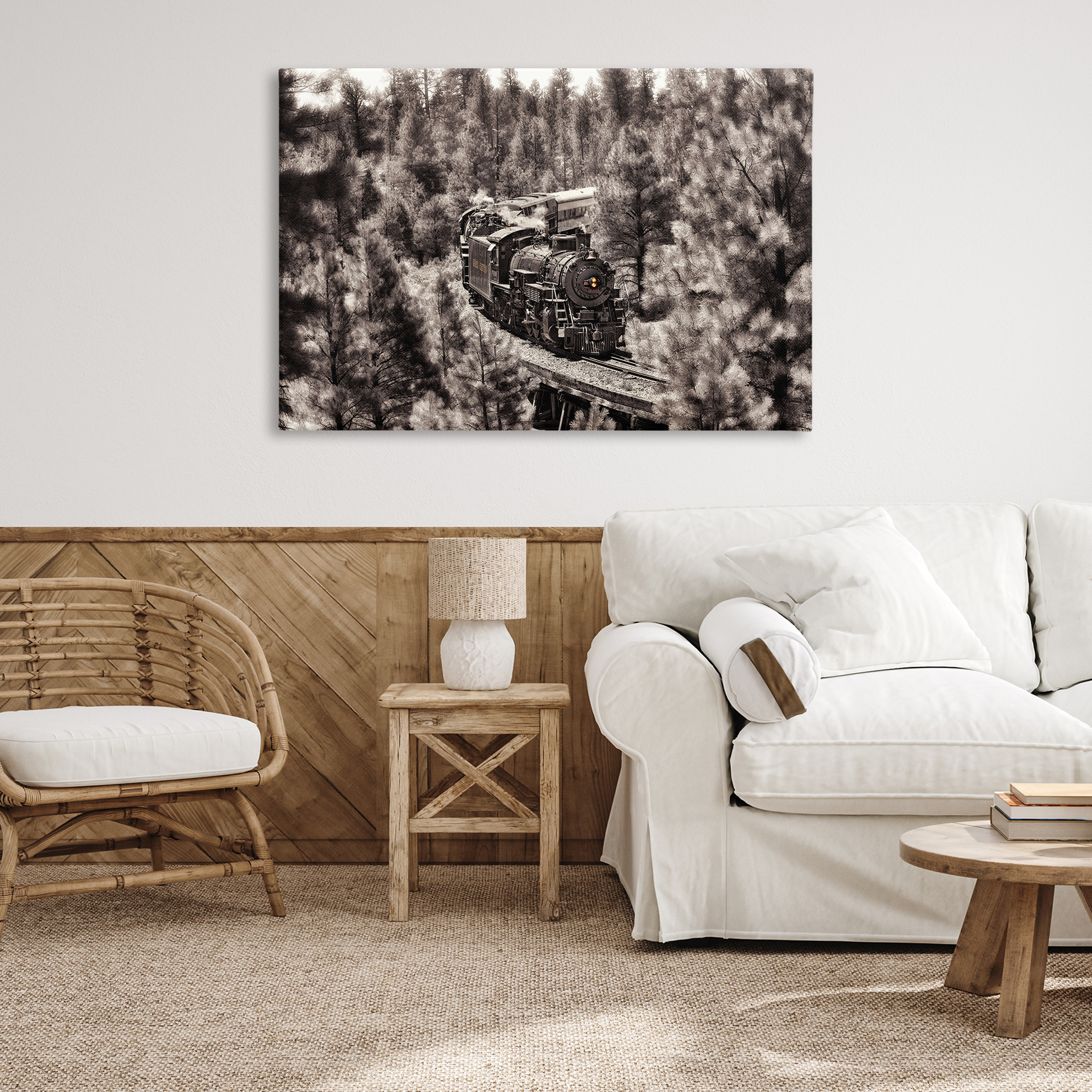 Stupell Industries Train on Curving Path Transportation Photography Wrapped Canvas Art Print Wall Art, 45 x 30