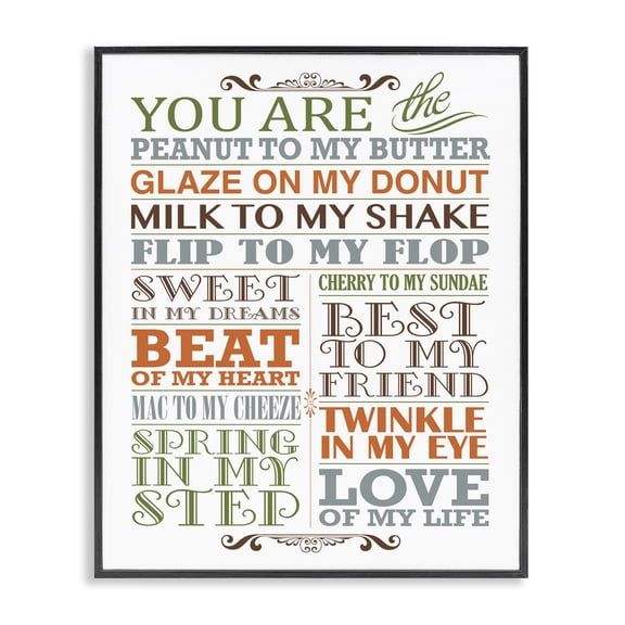 Stupell Industries Contemporary You Are Peanut To My Butter Typography Art Black Framed Giclee Art, 16 x 20, by Irina Urteaga