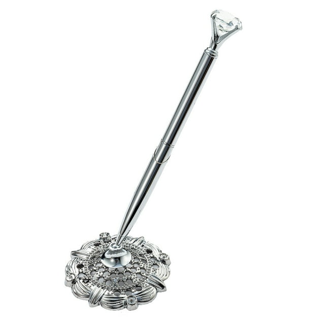 Ballpoint Pens Wedding Decoration Ball Pen Attached To Desk Signature Prop Multicolor Writing Tool for Bank Using Accessory Big Jewel/Silver