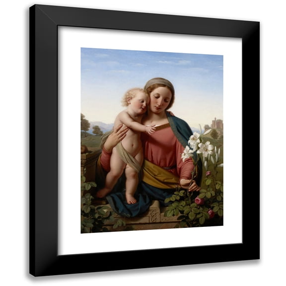 Franz Ittenbach 12x14 Black Modern Framed Museum Art Print Titled - Madonna and Child (1855)