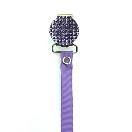 Quilted Crystal Pacifier Clip with Solid Ribbon, Bright Colors