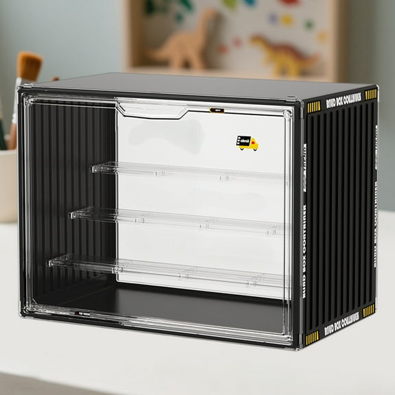 Acrylic Display Case Box Dustproof Protection Showcase Cube Collectibles Show Box Stackable Protection Showcase for Action Figures, 4 Tier Display Shelf with 3 Plate