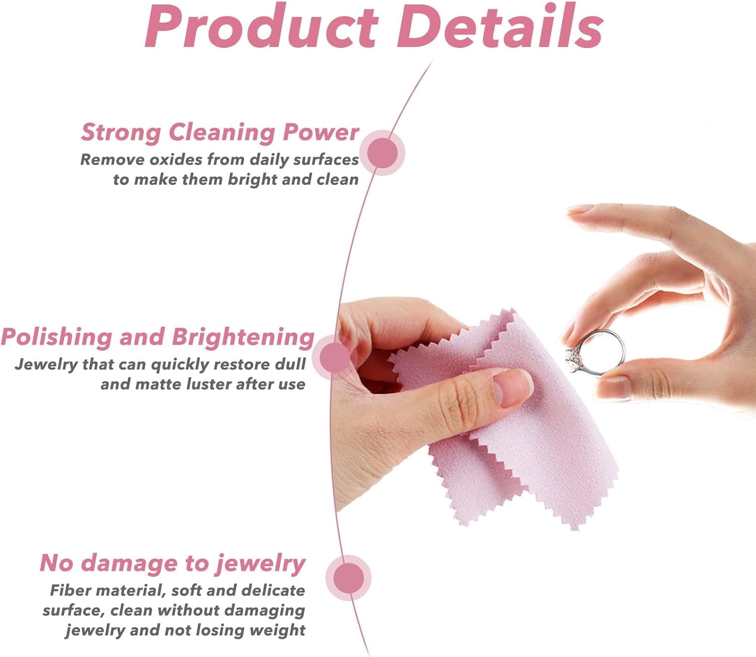 60 Pcs Soft Jewelry Cleaning Cloth, Double Sided Pink Polishing Cleaner Cloth Jewelry Wipe Cloths For Gold Silver Diamond Pearl Silverware Watches Pearl Gold Platinum Jewelry（8 * 8cm）