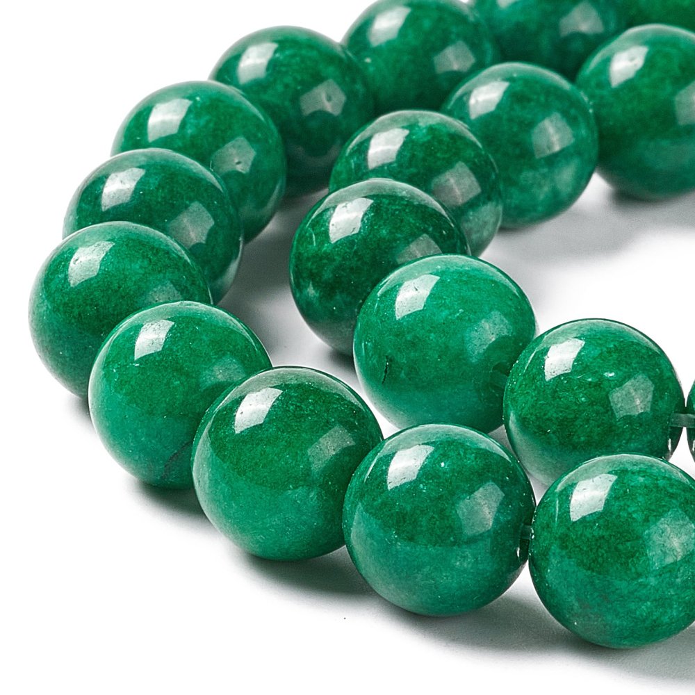 Natural White Jade Round Beads Strand Dyed Green 12mm Hole: 1.5mm 32pcs/strand 14.57''(37cm)
