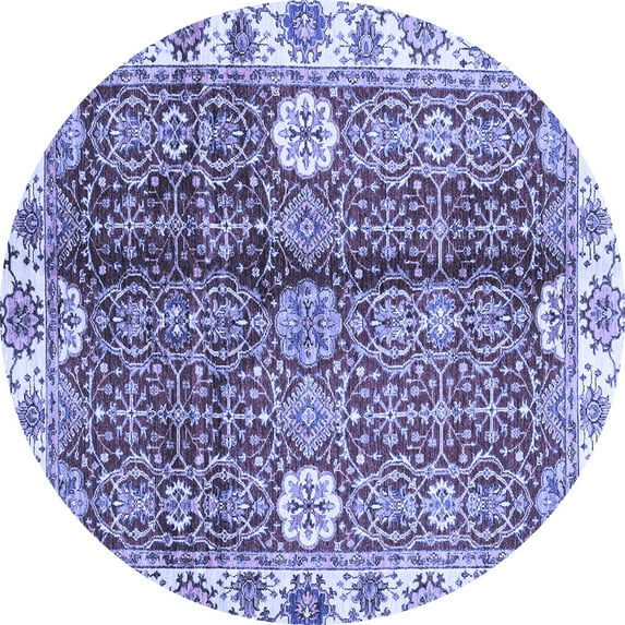 Ahgly Company Indoor Round Abstract Blue Modern Area Rugs, 7' Round