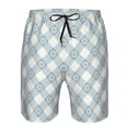 thumbnail image 4 of Kdxio Daisy Plaid Blue Pattern Mens Casual Shorts - Drawstring Summer Beach Sports Shorts for Men, 4 of 9