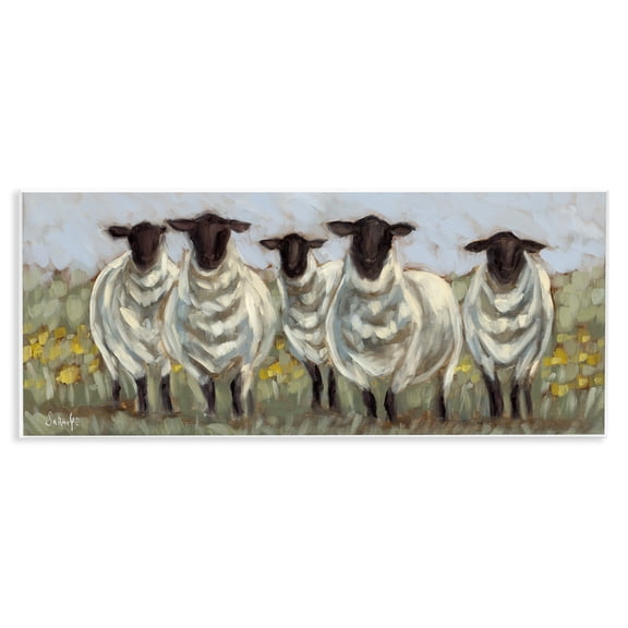 Stupell Industries Gazing Sheep Impression Animals Painting Unframed Art Print Wall Art, 17 x 7